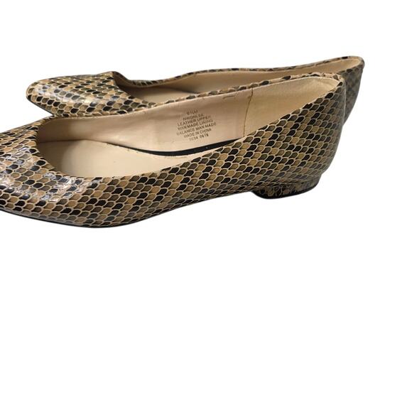 Nine West Women Brown Leather Snakeskin Pointed Toe Slip-On Flats SZ 6.5 Career - Picture 8 of 11